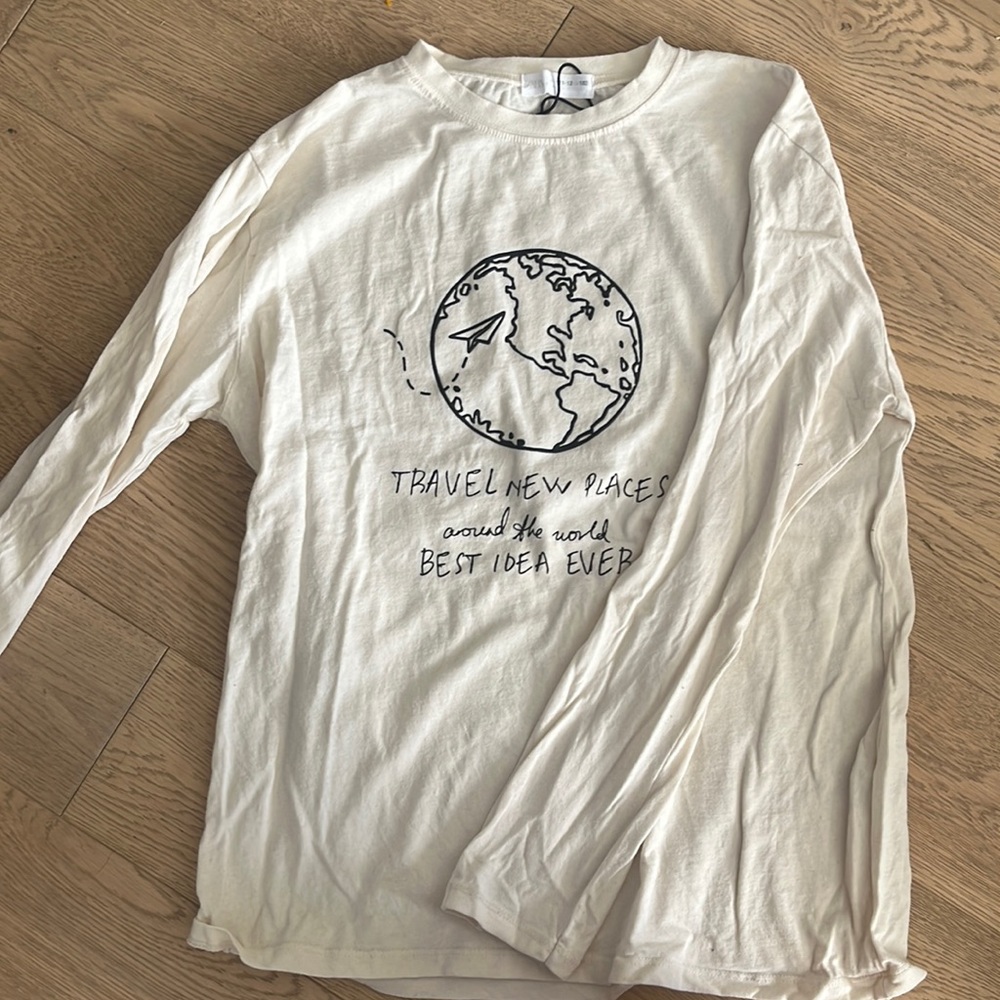 Zara “Travel New Places” Long -sleeved T-shirt